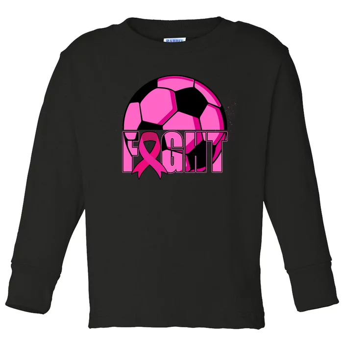 Fight Breast Cancer Soccer Toddler Long Sleeve Shirt