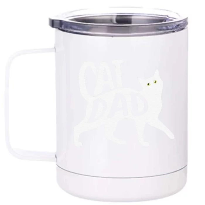 Funny Best Cat Dad Fathers Day Kitty Lover Daddy Papa Christmas Gift Front & Back 12oz Stainless Steel Tumbler Cup