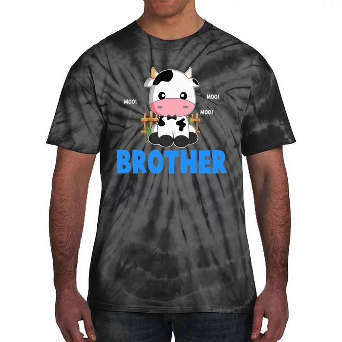 Funny Brother Cow Cute Cow Farmer Birthday Matching Family Tie-Dye T-Shirt