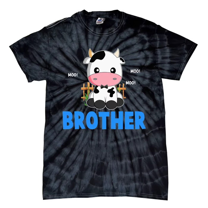 Funny Brother Cow Cute Cow Farmer Birthday Matching Family Tie-Dye T-Shirt