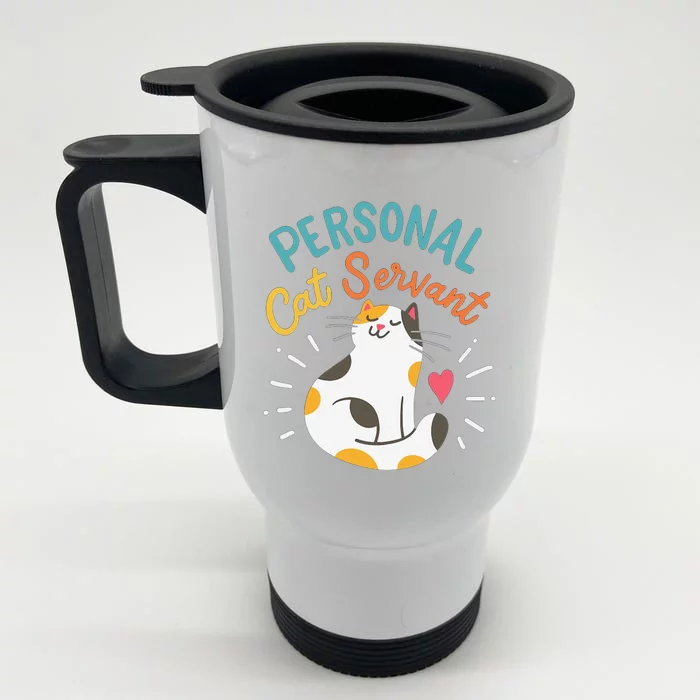 Funny Black Cat Personal Cat Servant (1) Front & Back Stainless Steel Travel Mug