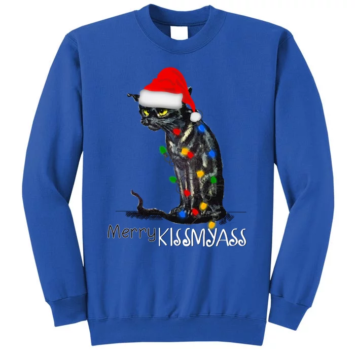 Funny Black Cat Merry Myass Xmas Pajamas Chritsmas Gift Tall Sweatshirt