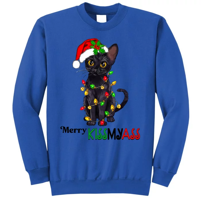 Funny Black Cat Merry Myass Xmas Pajamas Chritsmas Gift Tall Sweatshirt