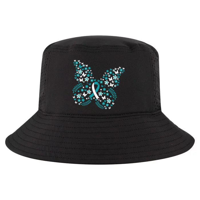 Flower Butterfly Cervical Cancer Awareness Ribbon Gifts Cool Comfort Performance Bucket Hat