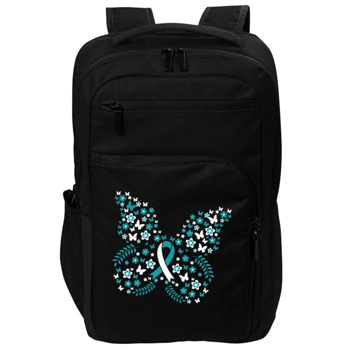 Flower Butterfly Cervical Cancer Awareness Ribbon Gifts Impact Tech Backpack