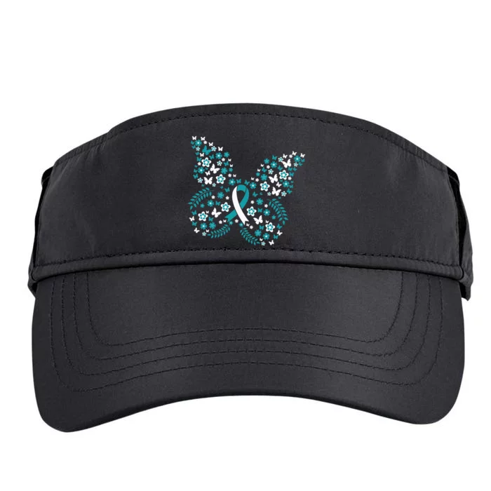 Flower Butterfly Cervical Cancer Awareness Ribbon Gifts Adult Drive Performance Visor