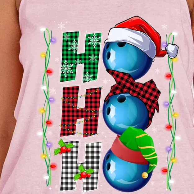 Funny Bowling Christmas Ugly Sweater Bowling Xmas Outfit Cool Gift Women's Knotted Racerback Tank