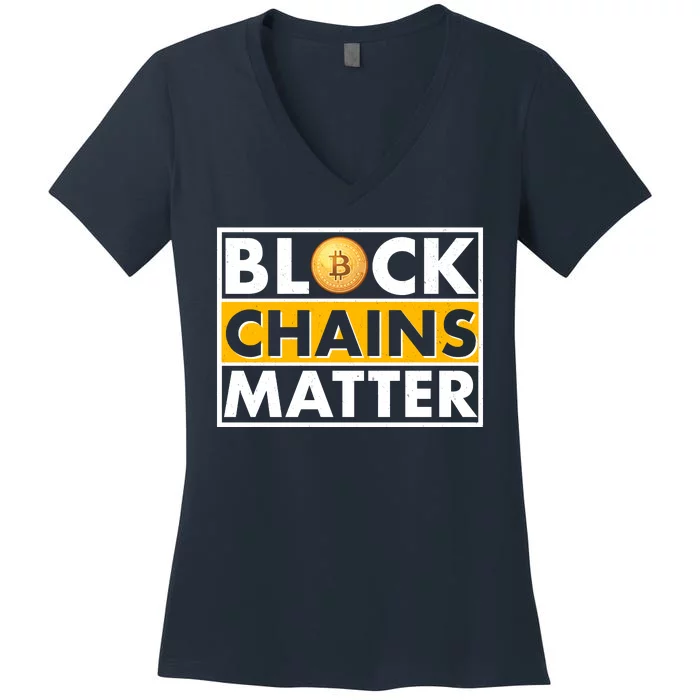 Funny Block Chains Matter Meme Women's V-Neck T-Shirt