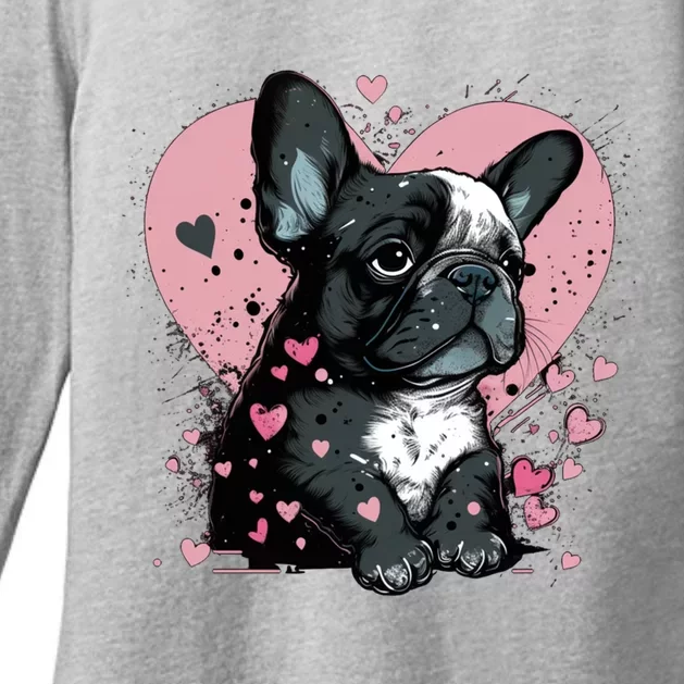 French Bulldog Cute Dog Love Heart Frenchie Mom Great Gift Womens CVC Long Sleeve Shirt