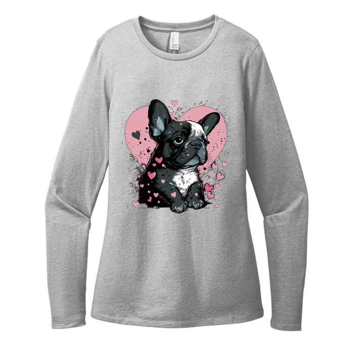 French Bulldog Cute Dog Love Heart Frenchie Mom Great Gift Womens CVC Long Sleeve Shirt