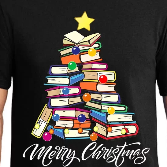 Funny Book Christmas Tree Teachers Bookworm Librarian Xmas Gift Pajama Set