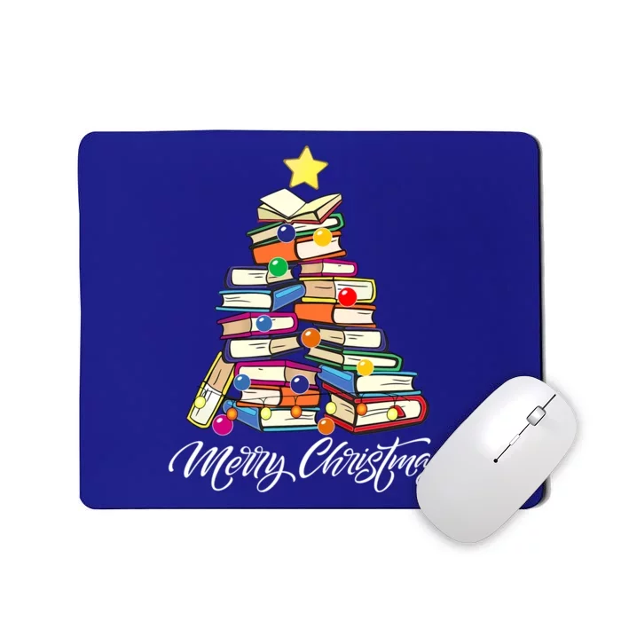 Funny Book Christmas Tree Teachers Bookworm Librarian Xmas Gift Mousepad