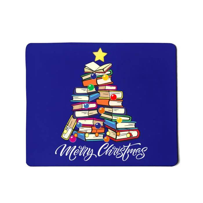 Funny Book Christmas Tree Teachers Bookworm Librarian Xmas Gift Mousepad