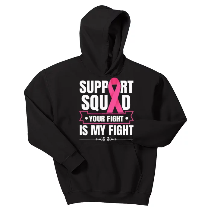 Fight Breast Cancer Support Squad Breast Cancer Awareness Kids Hoodie