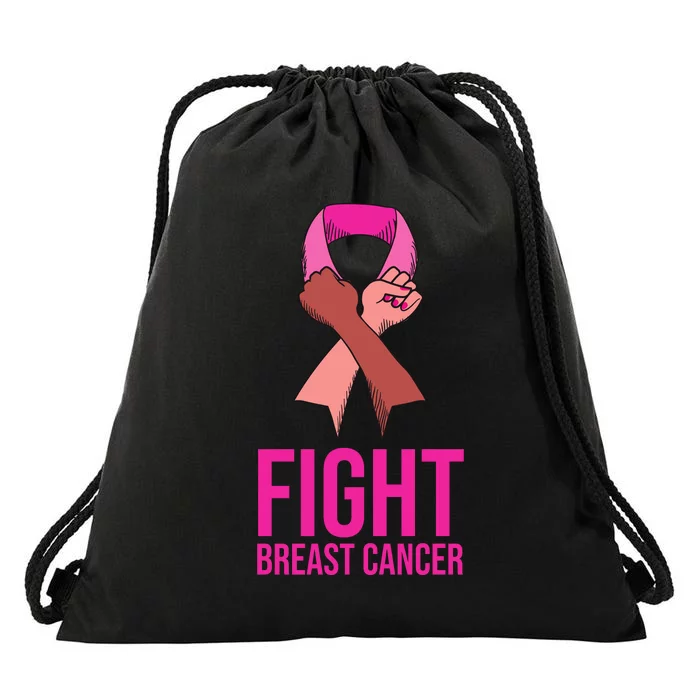 Fight Breast Cancer Together Drawstring Bag