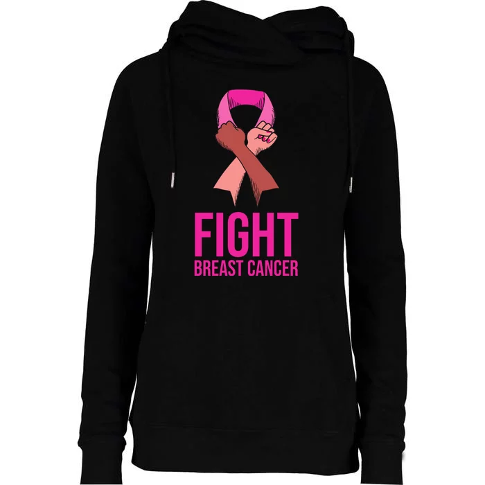 Fight Breast Cancer Together Womens Funnel Neck Pullover Hood