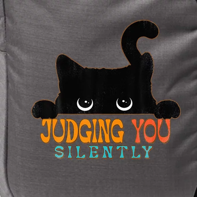 Funny Black Cat Judging You Silently Sarcastic Cat Impact Tech Backpack