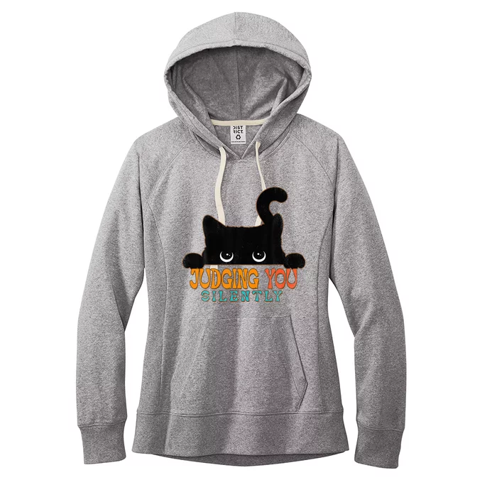 Funny Black Cat Judging You Silently Sarcastic Cat Women's Fleece Hoodie