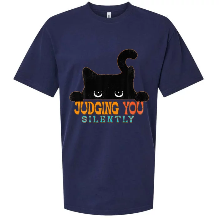 Funny Black Cat Judging You Silently Sarcastic Cat Sueded Cloud Jersey T-Shirt