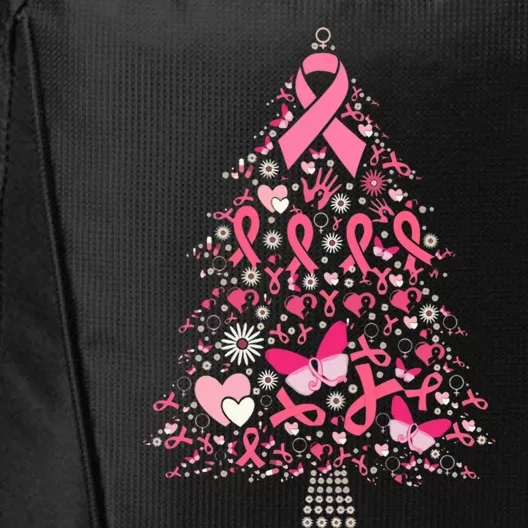 Funny Breast Cancer Awareness Christmas Tree Xmas Pink City Backpack