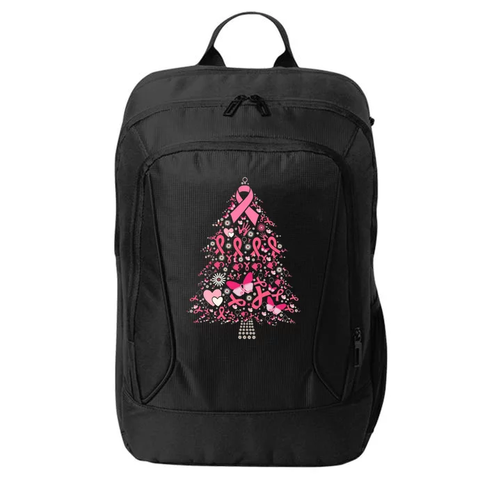 Funny Breast Cancer Awareness Christmas Tree Xmas Pink City Backpack