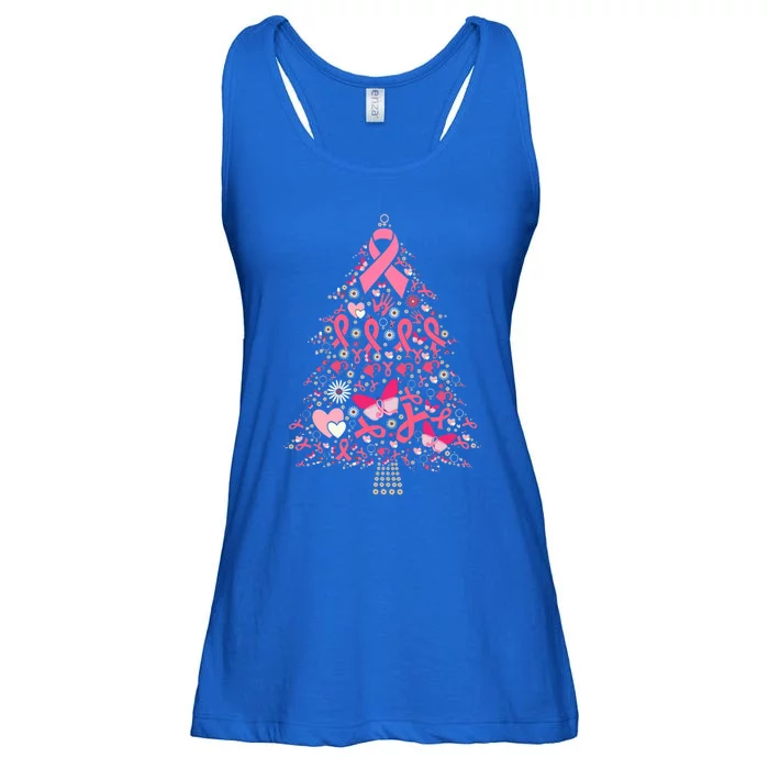 Funny Breast Cancer Awareness Christmas Tree Xmas Pink Ladies Essential Flowy Tank