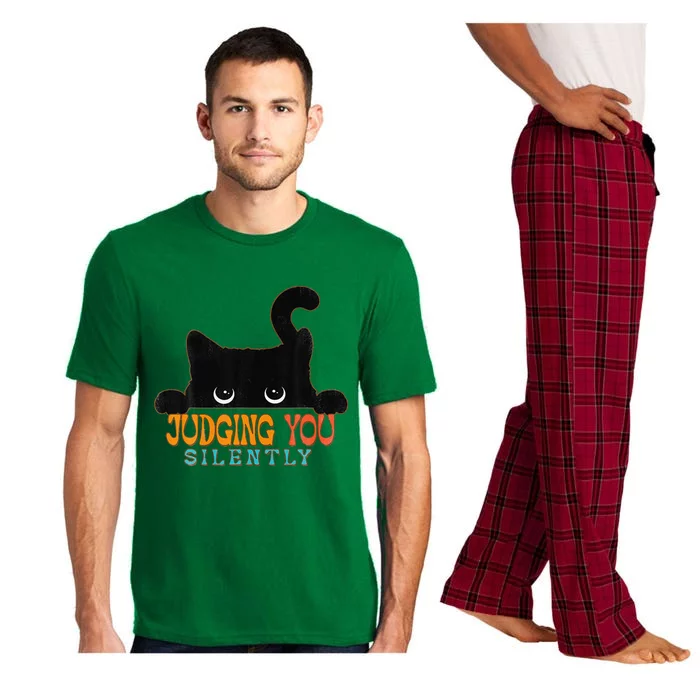 Funny Black Cat Judging You Silently Sarcastic Cat Pajama Set