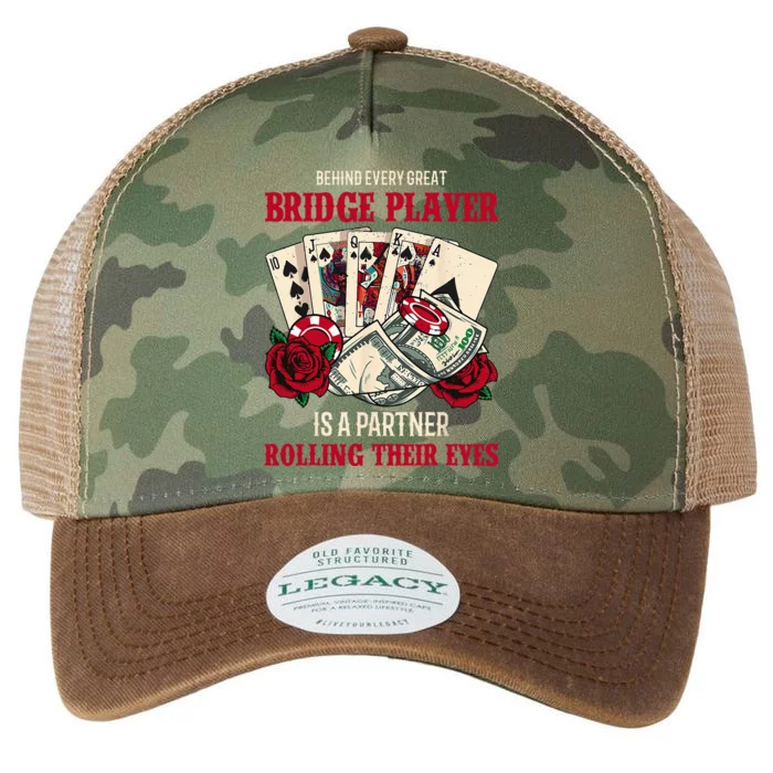 Funny Bridge Card Game Rose Behind Every Great Bridge Player Legacy Tie Dye Trucker Hat