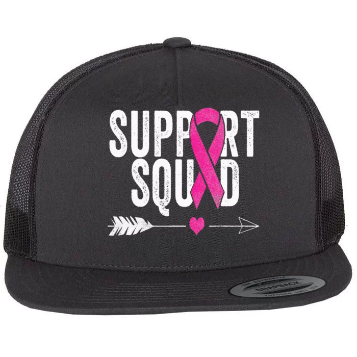 For Breast Cancer Awareness Cancer Warrior Support Squad Flat Bill Trucker Hat