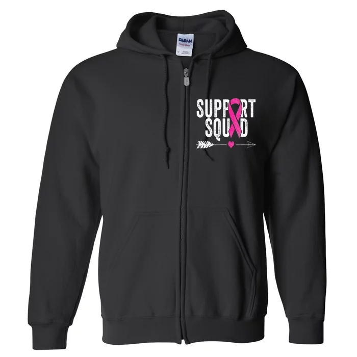 For Breast Cancer Awareness Cancer Warrior Support Squad Full Zip Hoodie