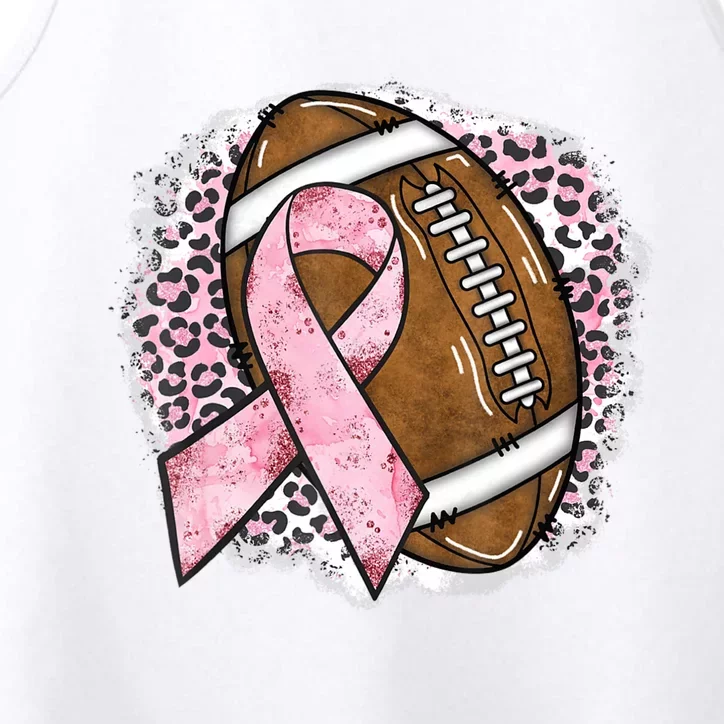 Football Breast Cancer Awareness Pink Ribbon Leopard Performance Tank