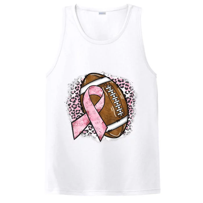 Football Breast Cancer Awareness Pink Ribbon Leopard Performance Tank