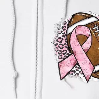 Football Breast Cancer Awareness Pink Ribbon Leopard Full Zip Hoodie