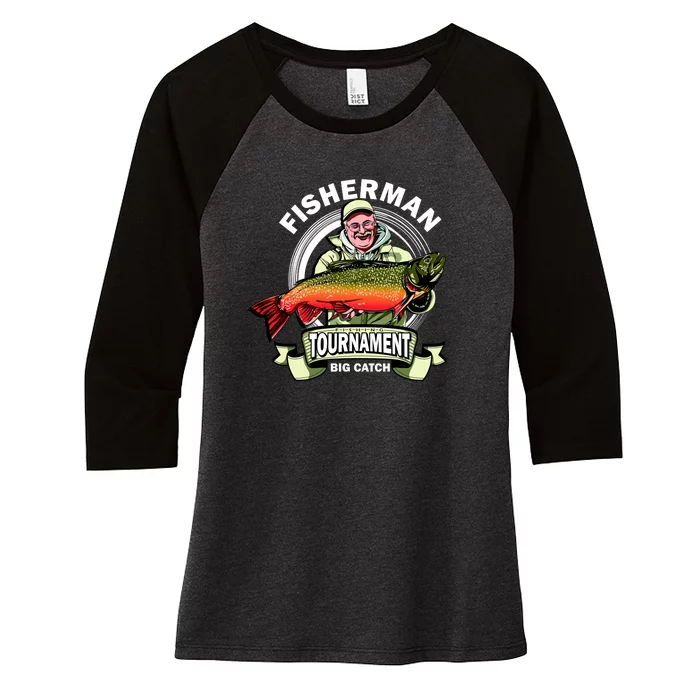 Fisherman Big Catch Tournament Women's Tri-Blend 3/4-Sleeve Raglan Shirt