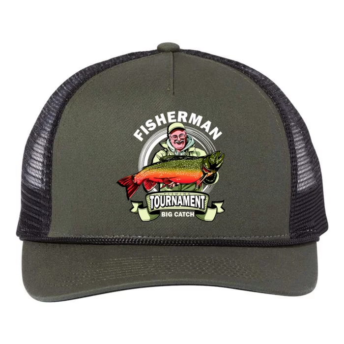 Fisherman Big Catch Tournament Retro Rope Trucker Hat Cap