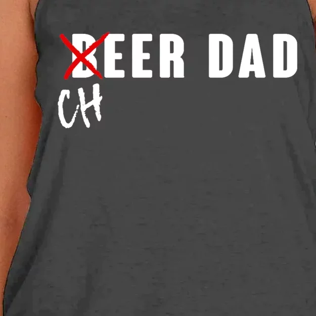 Funny Beer Cheer Dad Women's Knotted Racerback Tank