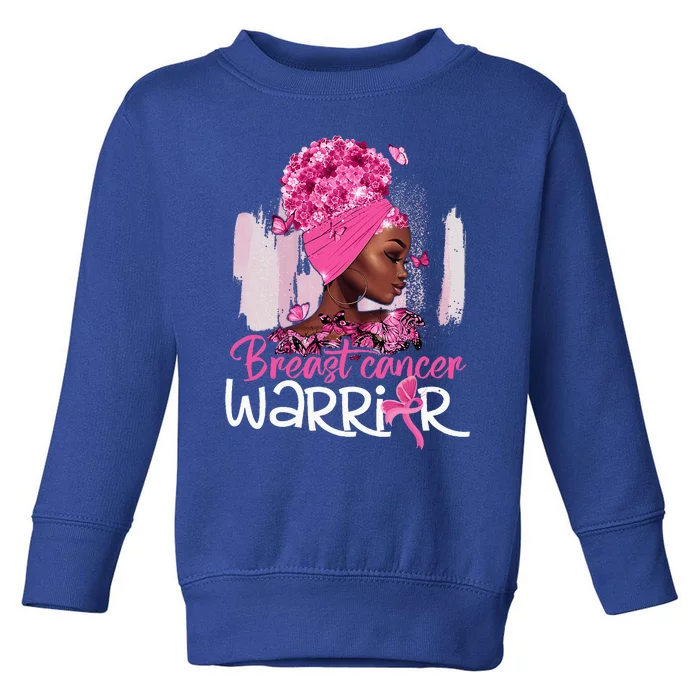 Fighting Breast Cancer Warrior Messy Bun Wear Pink Toddler Sweatshirt