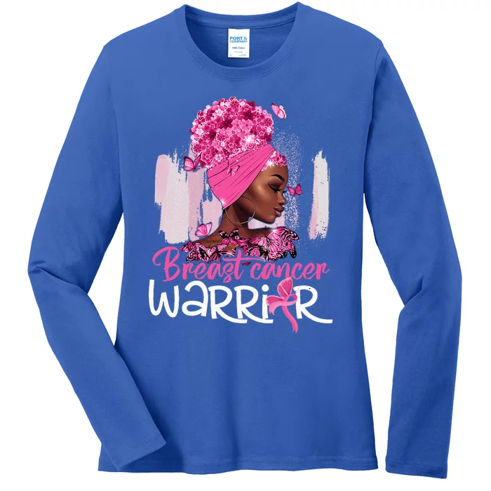 Fighting Breast Cancer Warrior Messy Bun Wear Pink Ladies Long Sleeve Shirt