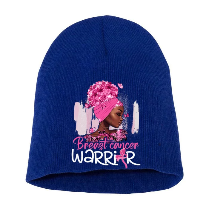 Fighting Breast Cancer Warrior Messy Bun Wear Pink Short Acrylic Beanie