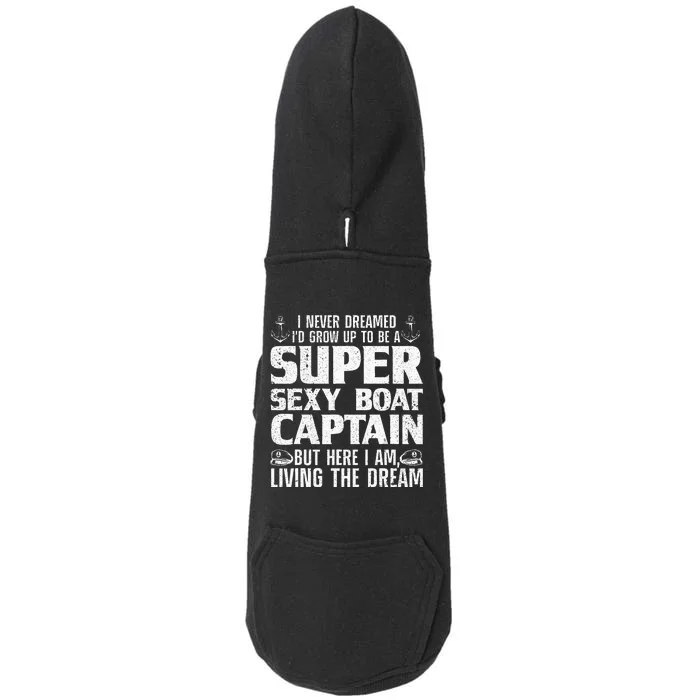 Funny Boat Captain Design For Men Women Boating Boat Captain Doggie 3-End Fleece Hoodie