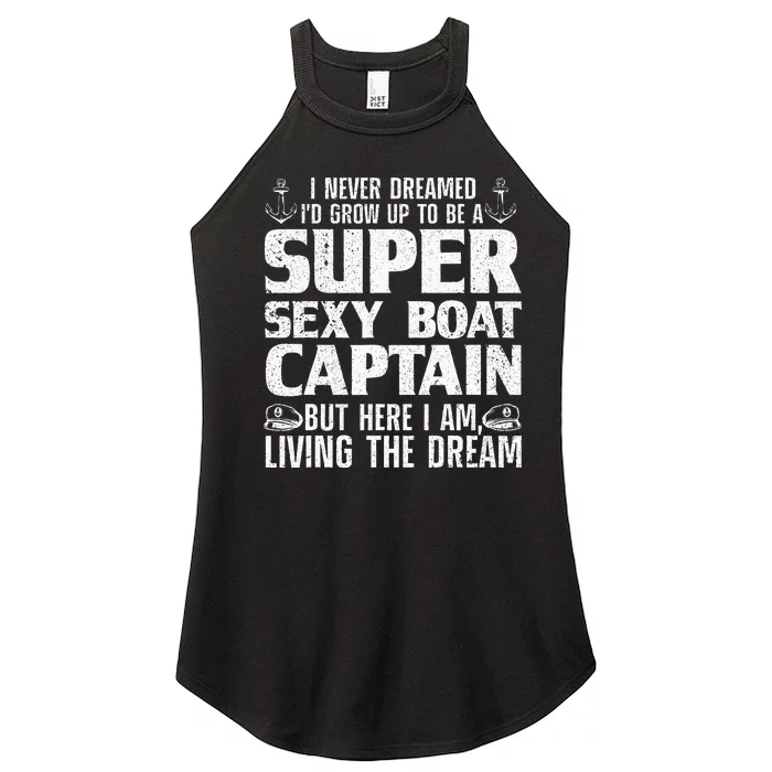 Funny Boat Captain Design For Men Women Boating Boat Captain Women’s Perfect Tri Rocker Tank