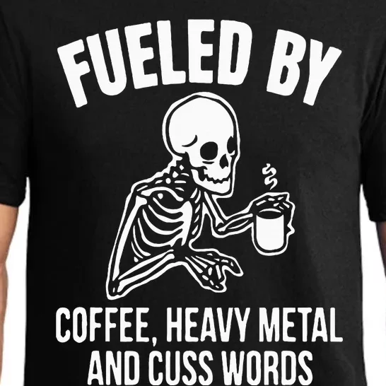 Fueled By Coffee: Skull Skeleton Design for Metal Lovers Pajama Set