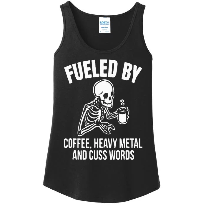 Fueled By Coffee: Skull Skeleton Design for Metal Lovers Ladies Essential Tank