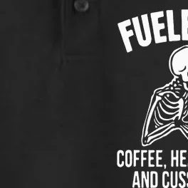 Fueled By Coffee: Skull Skeleton Design for Metal Lovers Dry Zone Grid Performance Polo