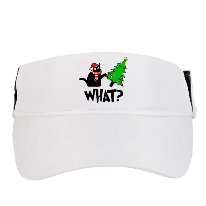 Funny Black Cat Gift Pushing Christmas Tree Over Cat What Adult Drive Performance Visor