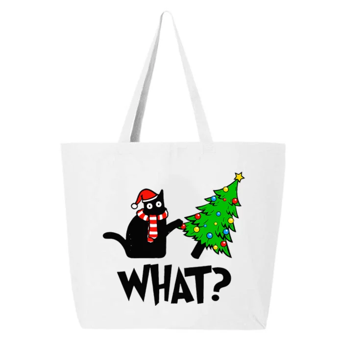 Funny Black Cat Gift Pushing Christmas Tree Over Cat What 25L Jumbo Tote