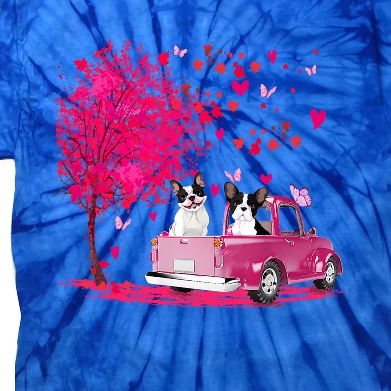 French Bulldog Couple Truck Happy Valentine's Day Funny Gift Tie-Dye T-Shirt