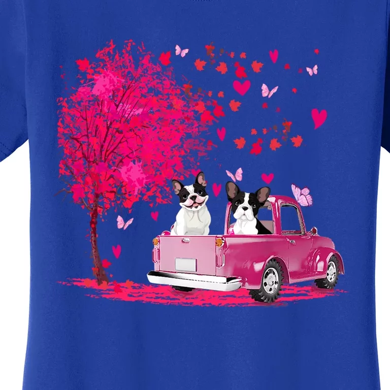 French Bulldog Couple Truck Happy Valentine's Day Funny Gift Women's T-Shirt