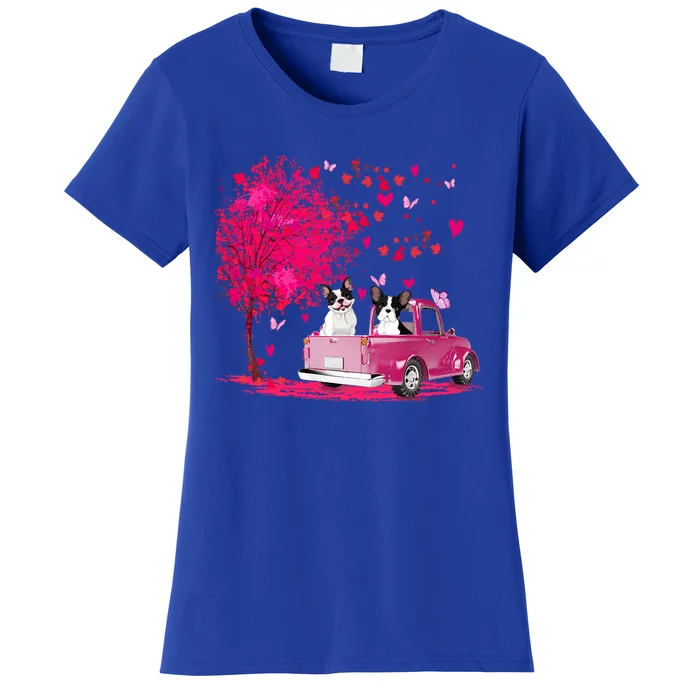 French Bulldog Couple Truck Happy Valentine's Day Funny Gift Women's T-Shirt