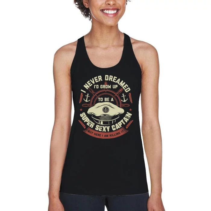 Funny Boat Captain Boating Funny Boat Lover Women's Racerback Tank